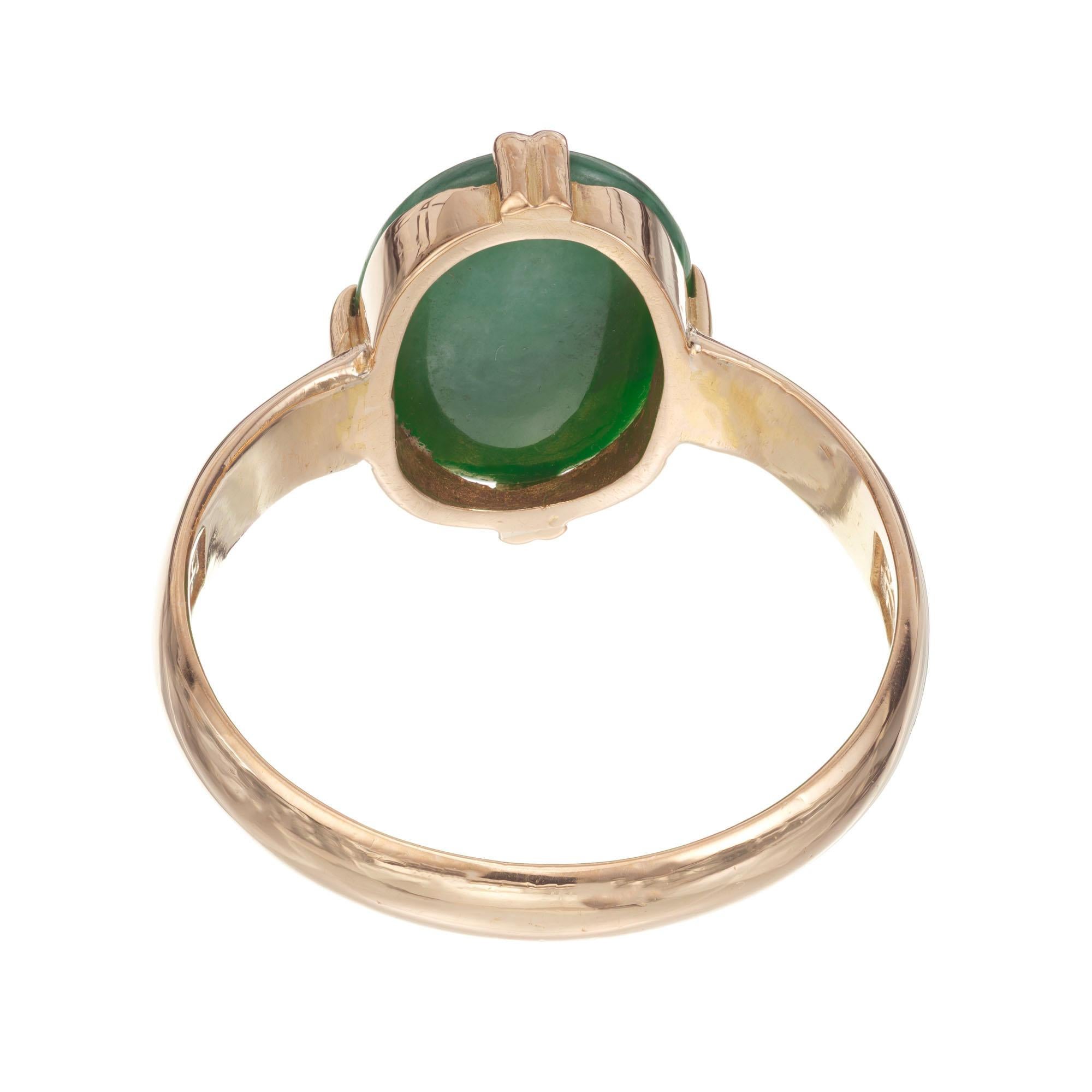 Oval Cut GIA Certified Jadeite Jade Rose Gold Ring For Sale