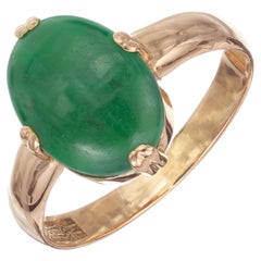 Retro GIA Certified Jadeite Jade Rose Gold Ring