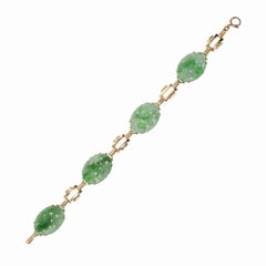 GIA Certified Jadeite Jade Yellow Gold Bracelet