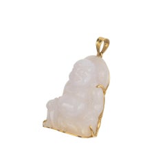 GIA Certified Jadeite Jade Yellow Gold Buddha Pendant