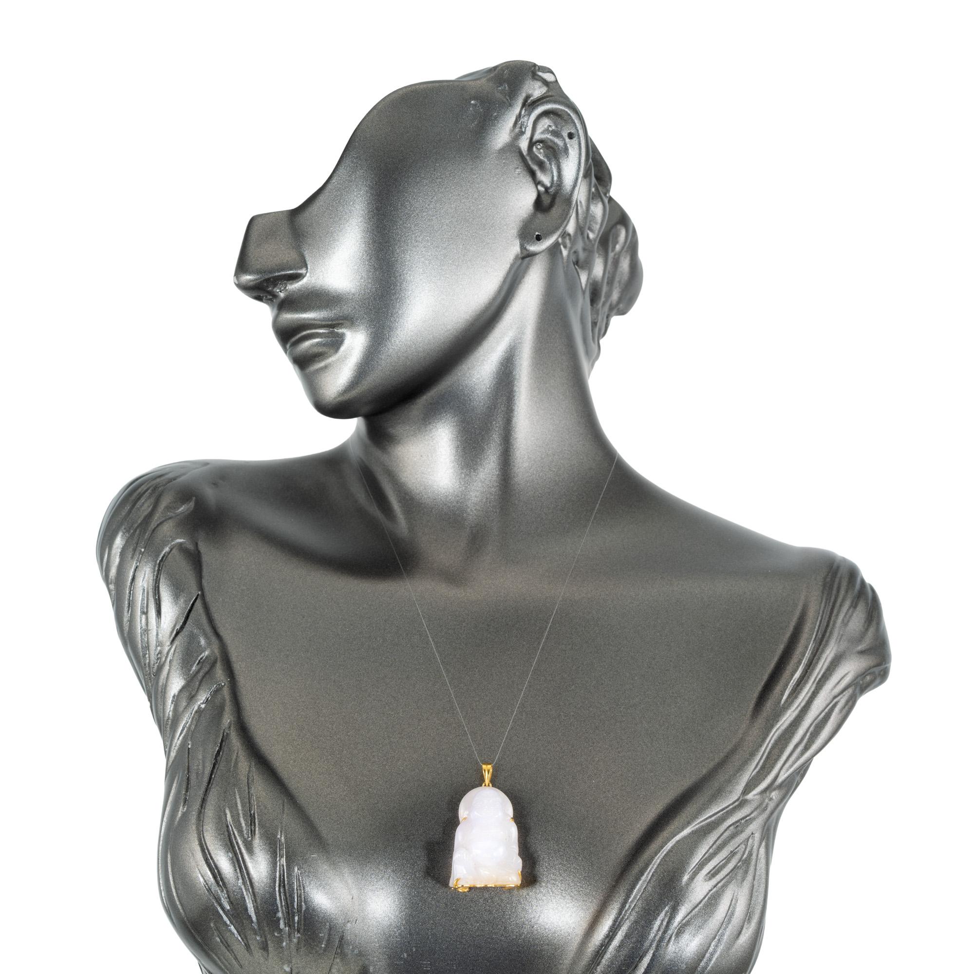 Pendentif Bouddha en or jaune avec jadéite certifiée GIA en vente 1
