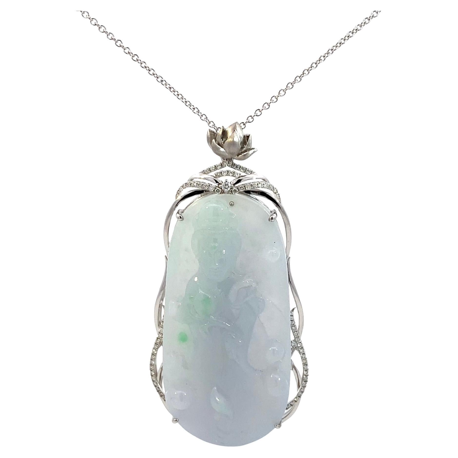 Articolo #8981

Certificato GIA
Ciondolo con scultura in giadeite Kwan Yin e diamante da 0,57 carati 
Il ciondolo e la coda in oro bianco 18 carati sono impreziositi da numerosi diamanti rotondi taglio brillante quasi incolori. 
Forma: Intaglio