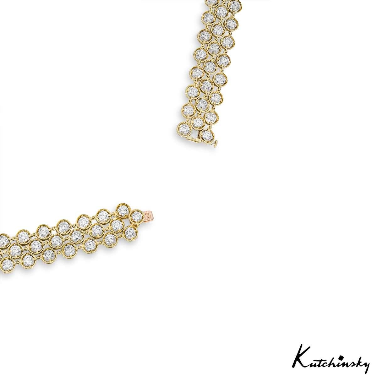 Women's GIA Certified Kutchinsky Yellow Gold Diamond Bracelet 2.72ct E/SI1 For Sale