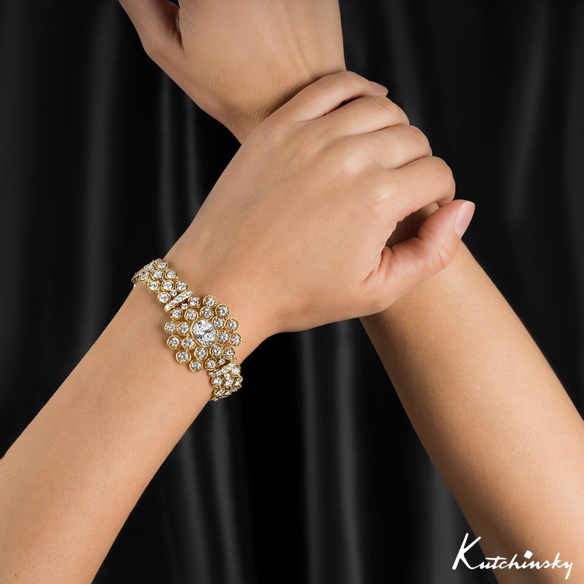 GIA-zertifiziertes Kutchinsky-Diamantarmband aus Gelbgold 2,72 Karat E/SI1 im Angebot 1