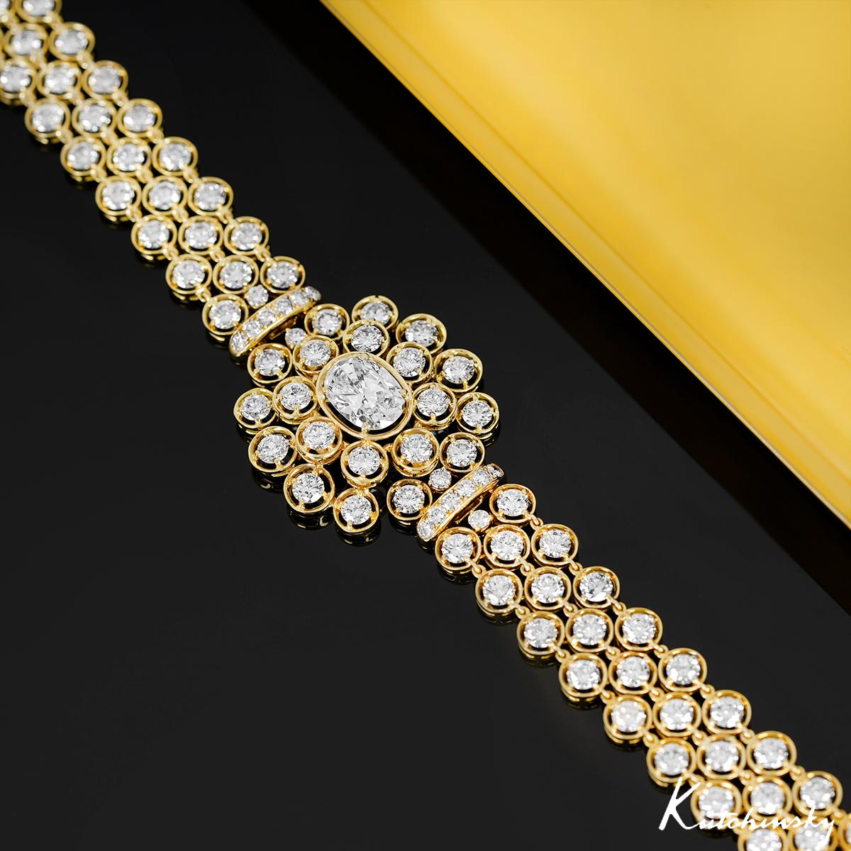GIA Certified Kutchinsky Yellow Gold Diamond Bracelet 2.72ct E/SI1 For Sale 3