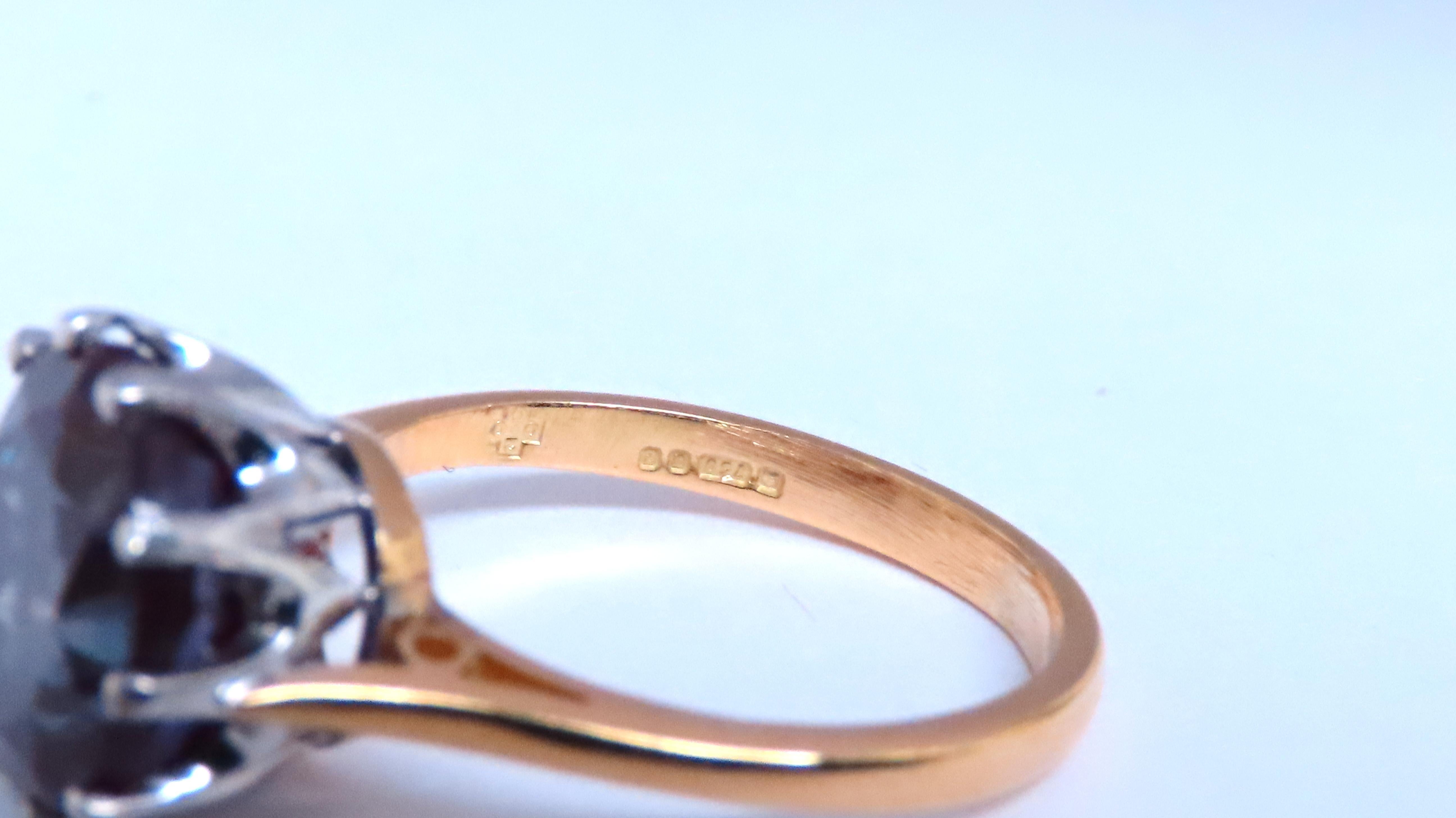 GIA zertifiziert L a-b 6,03ct Alexandrit Ring 18kt Farbwechsel 12647 (Rundschliff)
