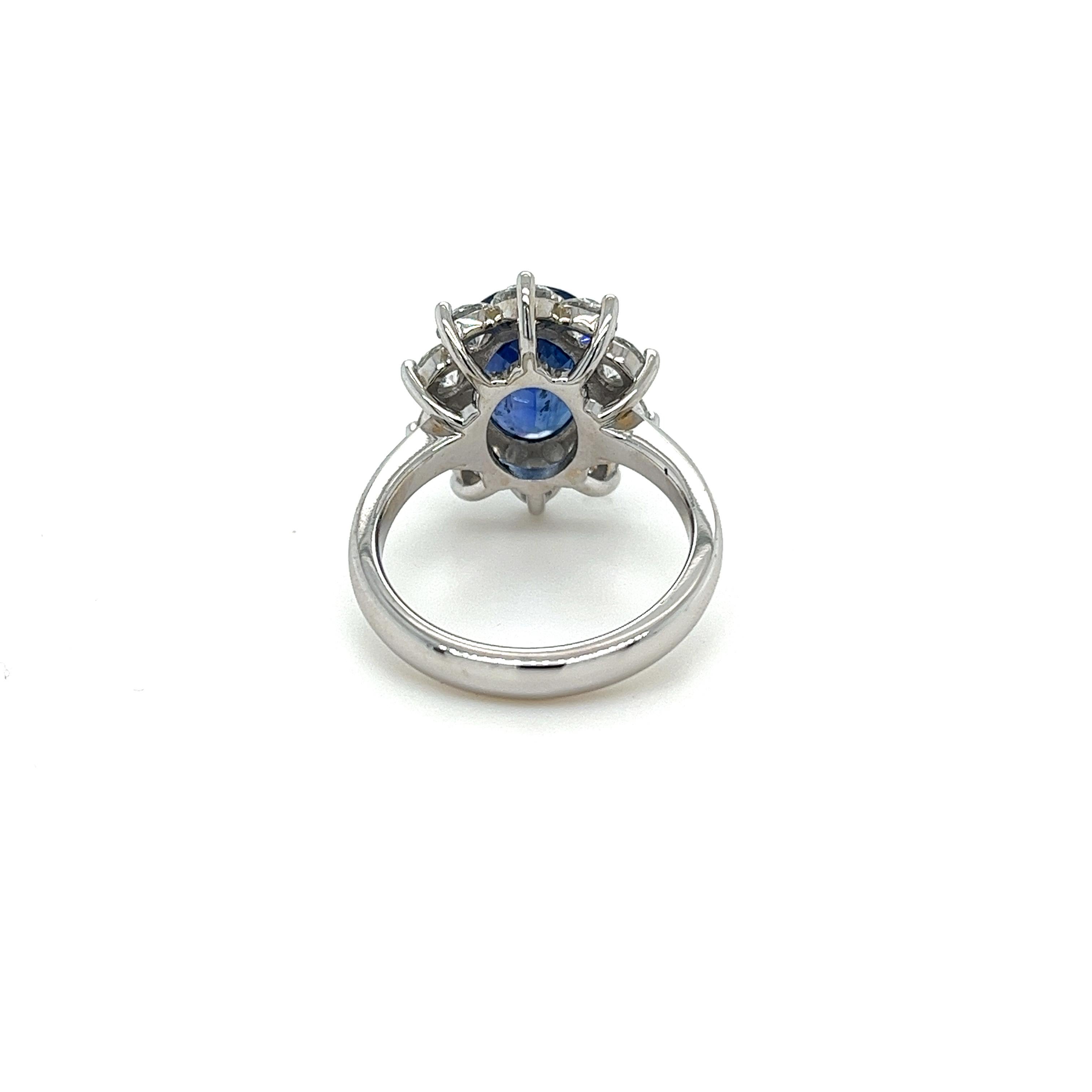 Oval Cut GIA Certified Lady Diana Ceylon Sapphire & Diamond Ring in 18 Karat White Gold For Sale