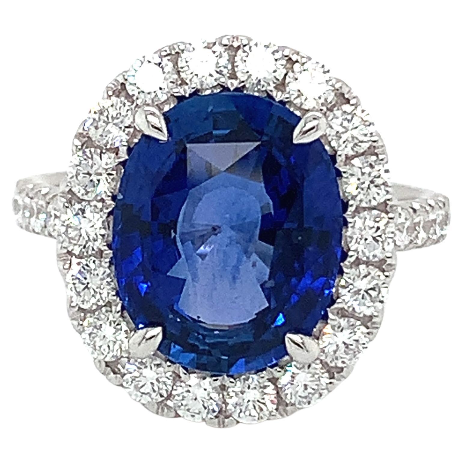 GIA-zertifizierter Lady Diana Ceylon-Saphir- und Diamantring aus 18 Karat Weigold