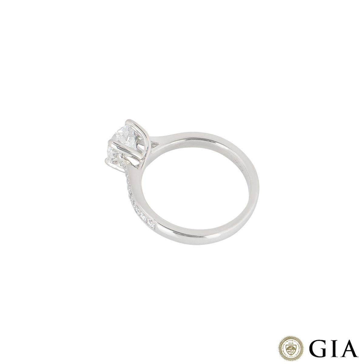 Round Cut GIA Certified Laings Platinum Diamond Solitaire Engagement Ring 1.02 Carat