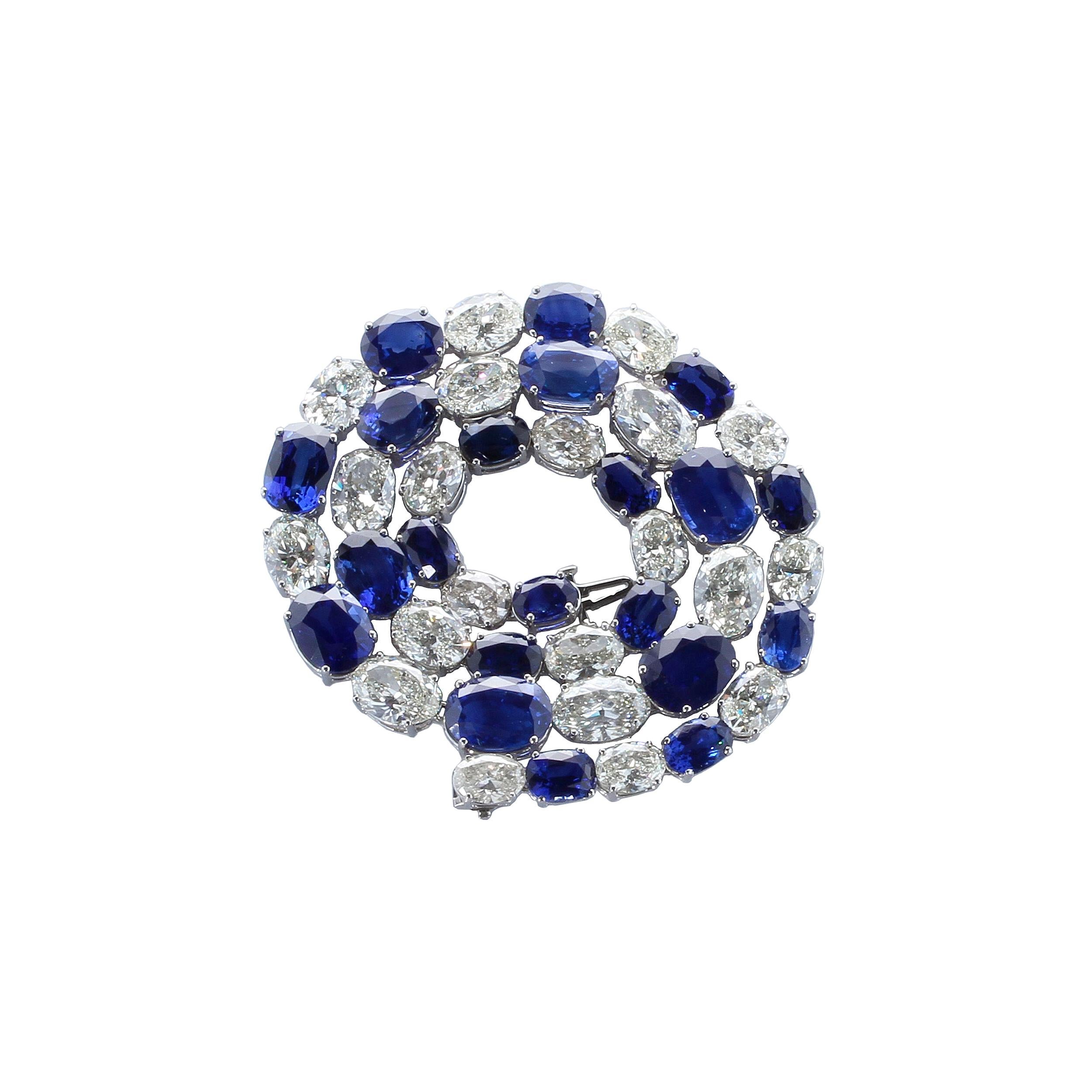 GIA zertifiziert große ovale Saphir und Diamant Eternity Platinum Halskette (Ovalschliff) im Angebot