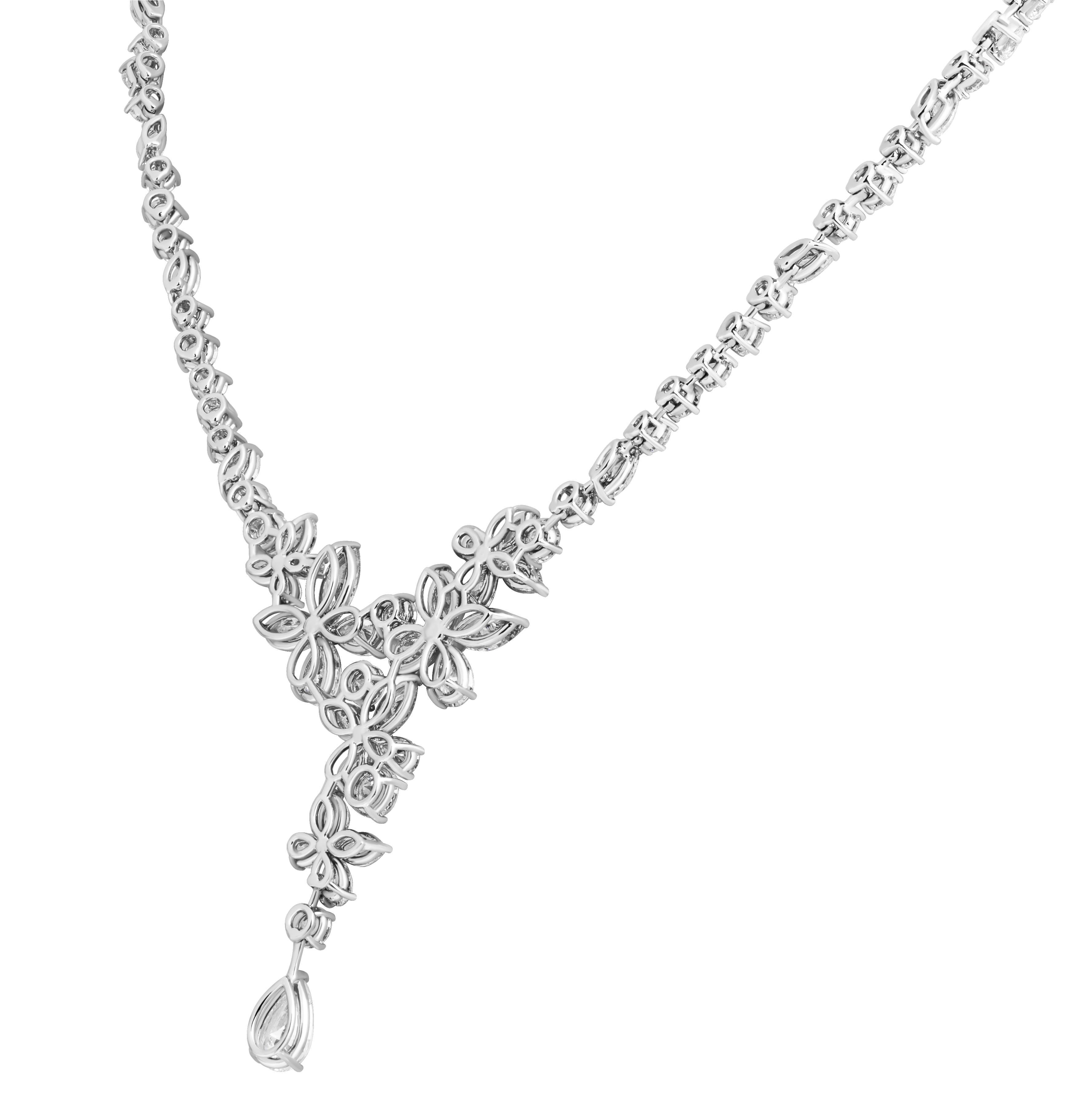 GIA zertifizierte Lariat Cluster Halskette (Gemischter Schliff) im Angebot