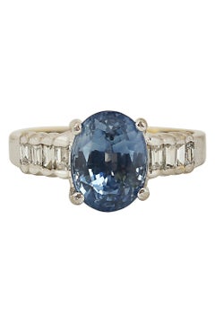 GIA Certified Lavender Sapphire and Diamond Ring 14K White Gold