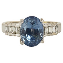 GIA Certified Lavender Sapphire and Diamond Ring 14K White Gold