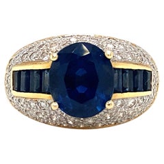 GIA Certified Le Vian 3.50 Carat Sapphire and Diamond Cocktail Ring in 18 K Gold