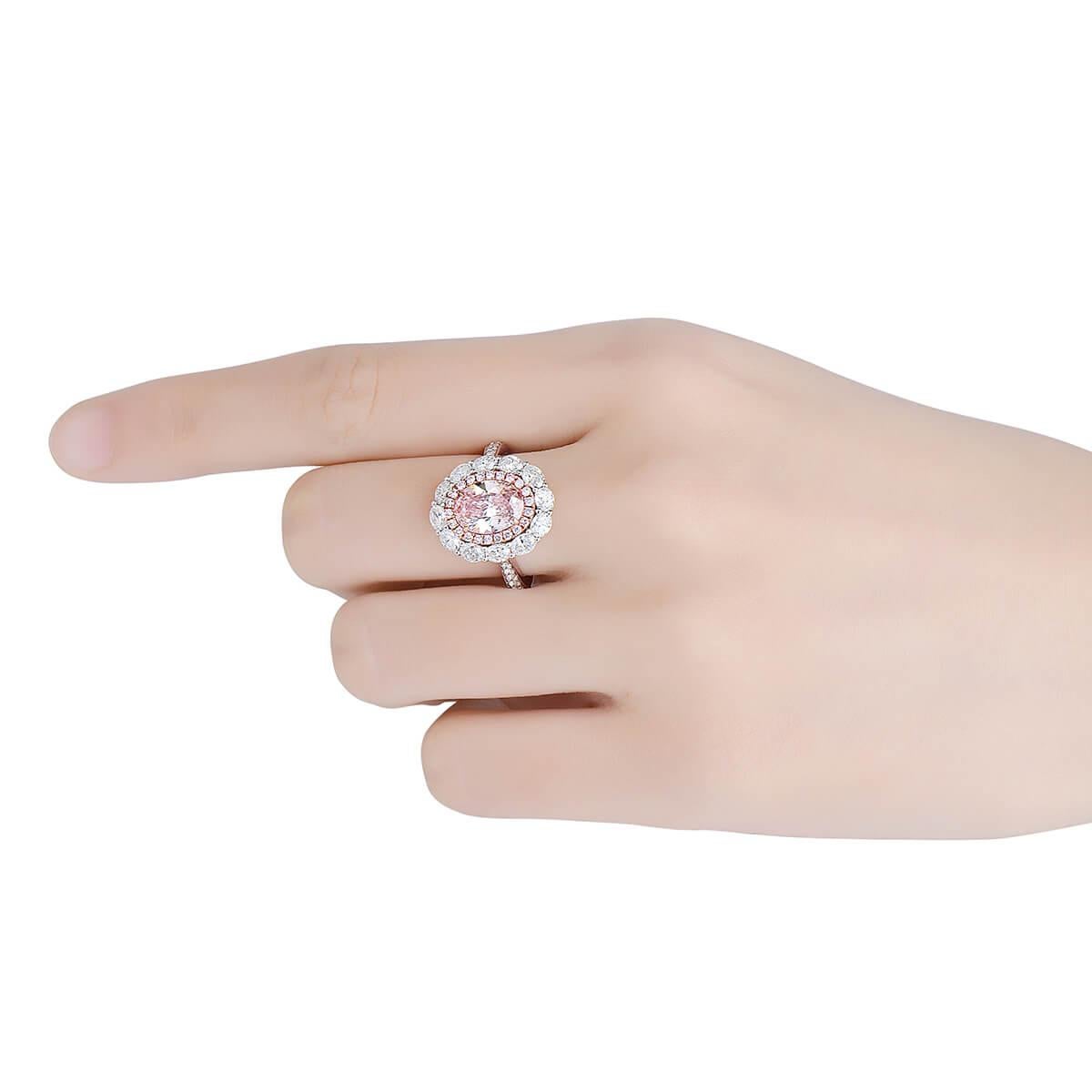 GIA Certified Light Pink 3.50 Carat Diamond Cocktail White Gold Engagement Ring 1