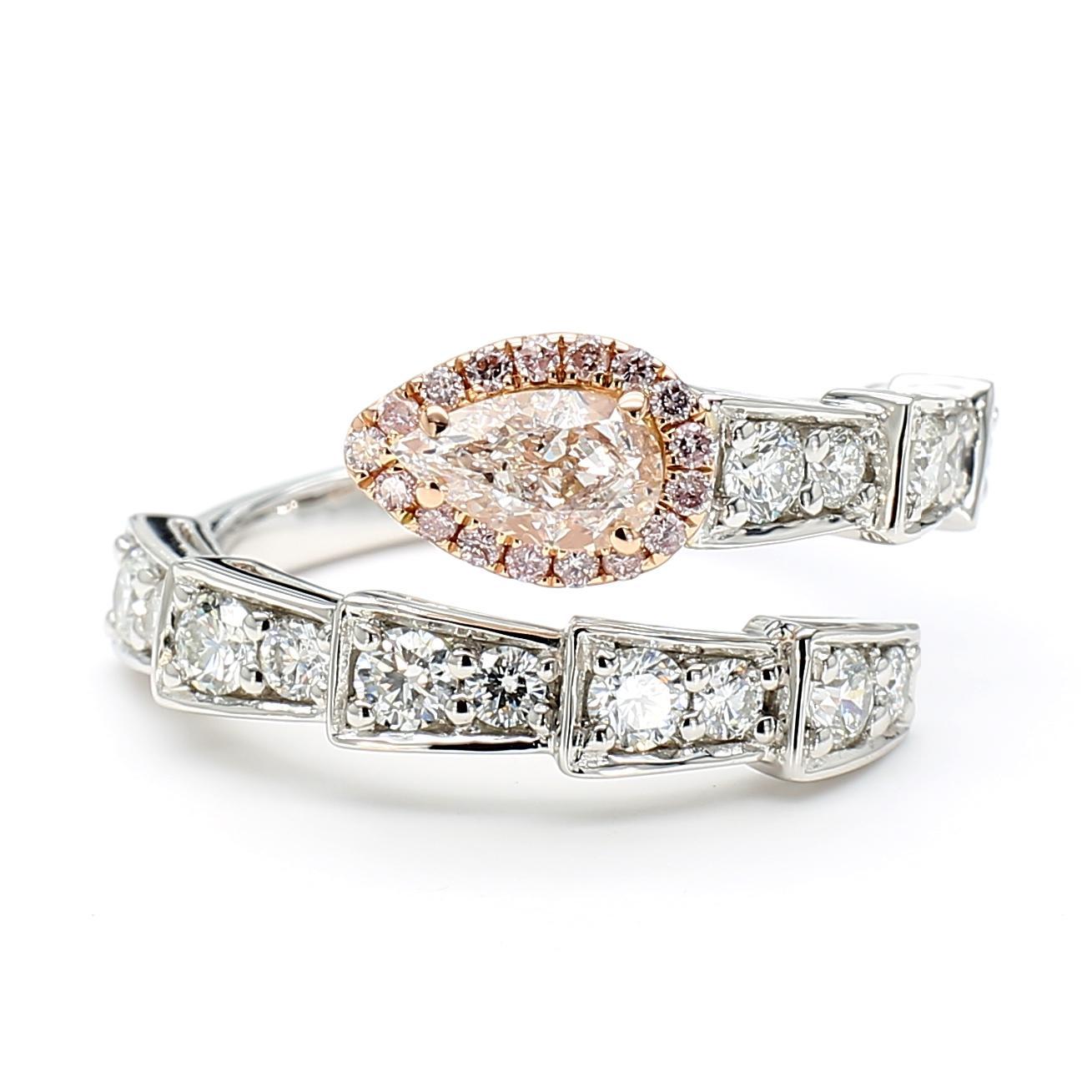 Contemporain Bague en or certifiée GIA, diamant poire brun rosé de 1,38 carat TW en vente