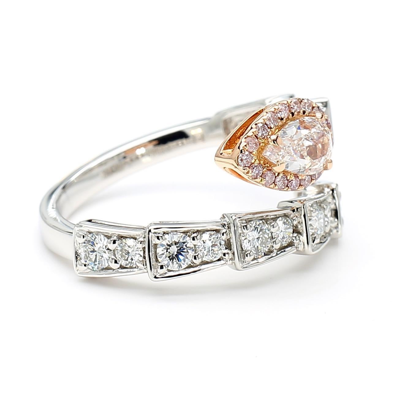 Taille poire Bague en or certifiée GIA, diamant poire brun rosé de 1,38 carat TW en vente