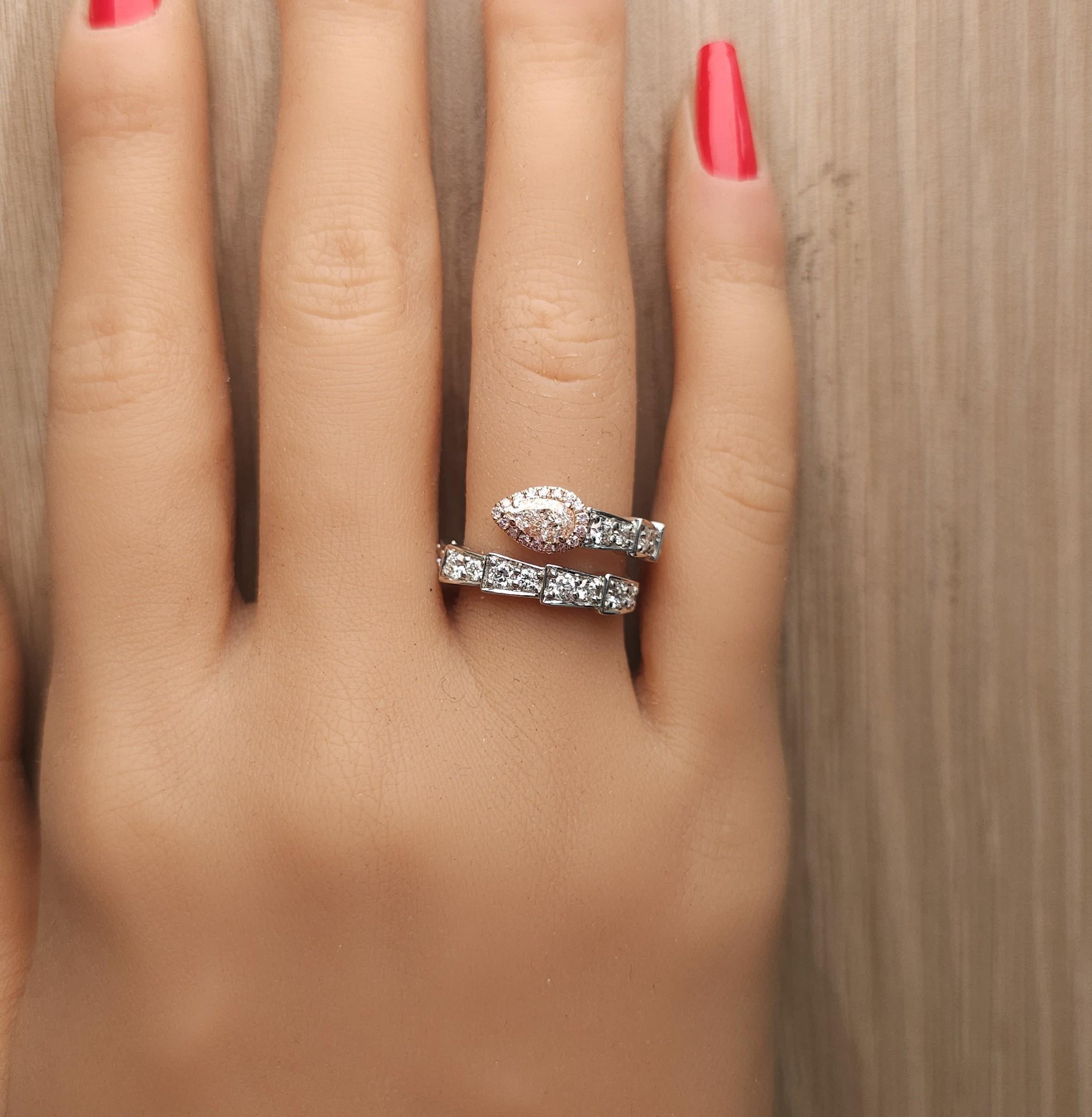 Bague en or certifiée GIA, diamant poire brun rosé de 1,38 carat TW Neuf - En vente à New York, NY