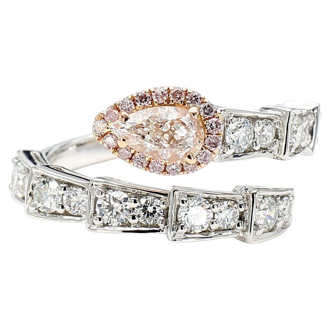 Bague en or certifiée GIA, diamant poire brun rosé de 1,38 carat TW en vente