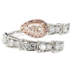 GIA Certified Light Pinkish Brown Pear Diamond 1.38 Carat TW Gold Ring