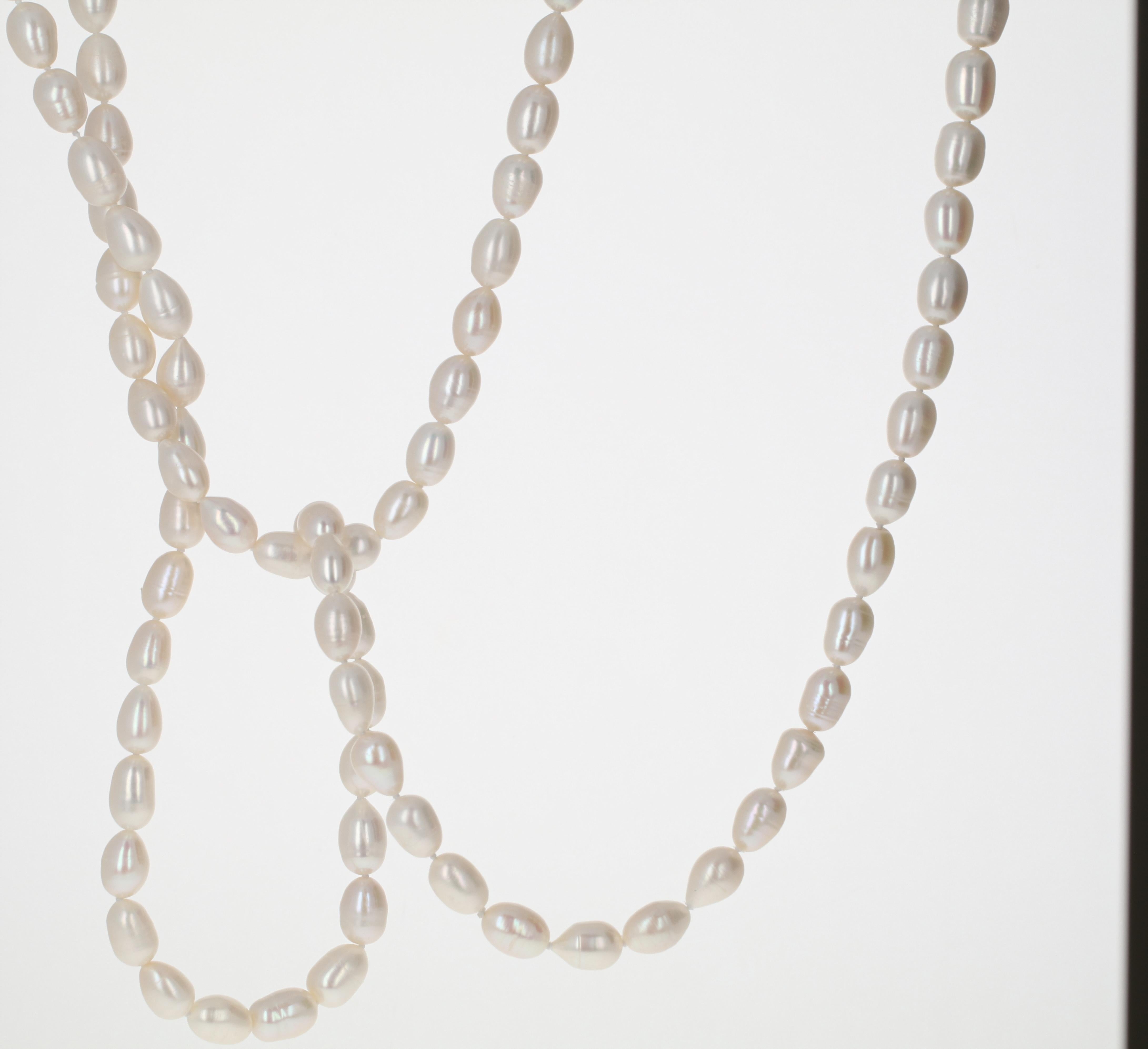Women's or Men's Natural Fresh Water Cultured Pearl Necklace For Sale