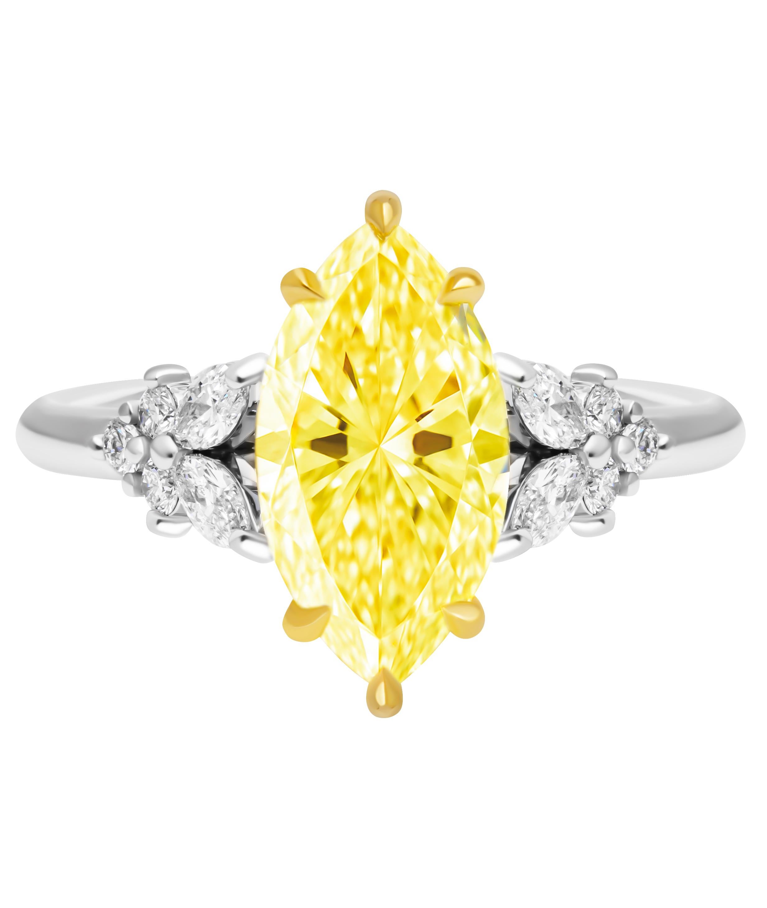 Marquise Cut GIA Certified Marquee Multi Side Stone Ring with 2.01ct Marquee For Sale