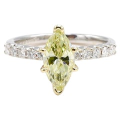 yellow diamond marquise ring GIA Certified Marquise 1.02 Carat Natural Fancy Yellow Diamond Ring