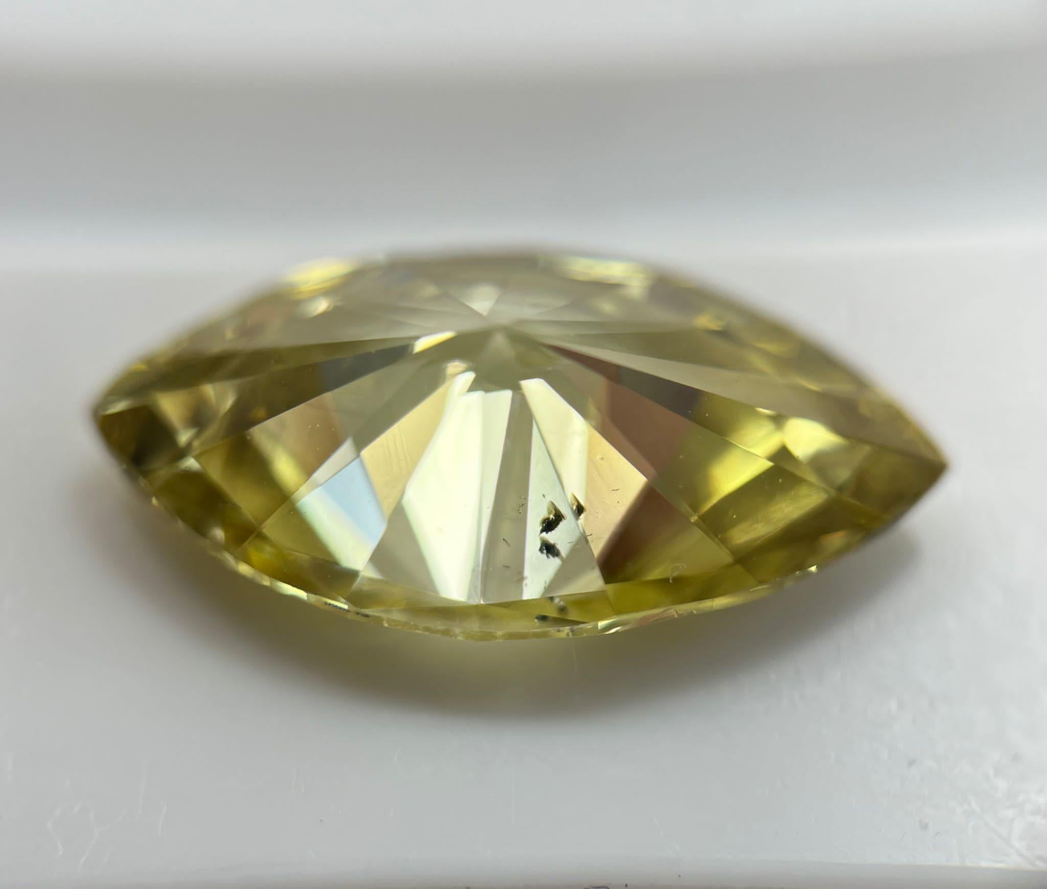 GIA-zertifizierter Marquise 3,70 Karat natürlicher loser tiefgelber SI2 Diamant im Zustand „Neu“ im Angebot in רמת גן, IL