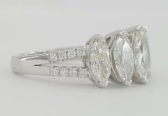 GIA Certified 2.30 Marquise Band Ring in 18K White Gold