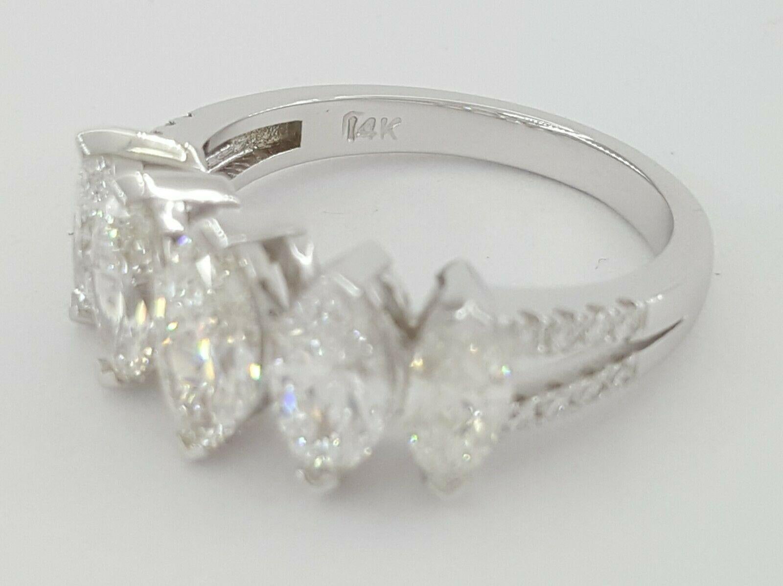 Contemporary GIA Certified 2.30 Marquise Band Ring in 18K White Gold For Sale