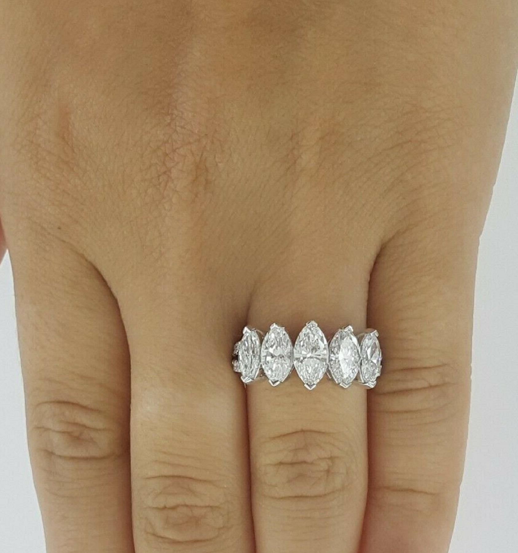 Marquise Cut GIA Certified 2.30 Marquise Band Ring in 18K White Gold For Sale