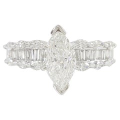 Used GIA Certified Marquise Brilliant Cut Diamond Platinum Engagement Ring