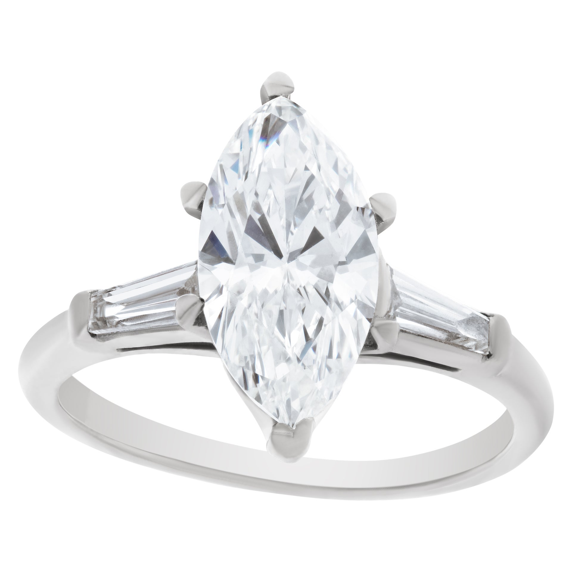Bague en diamant taille brillant marquise de 1,75 carat certifié par le GIA en vente