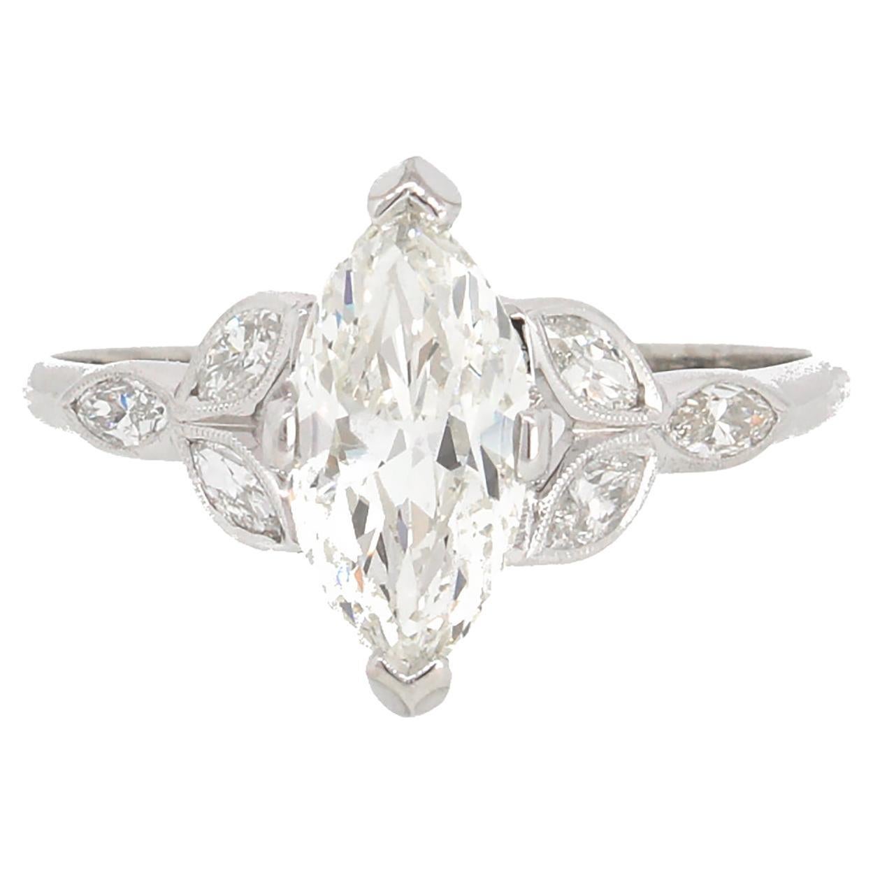 GIA Certified Marquise Cut Diamond Engagement Ring