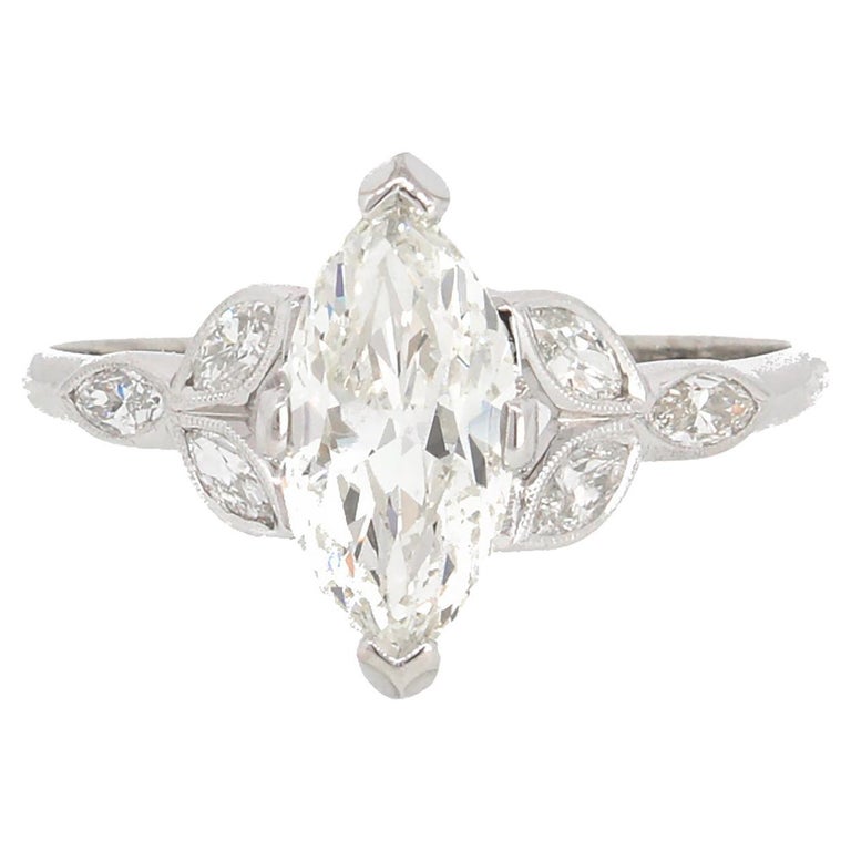 GIA Certified Marquise Cut Diamond Engagement Ring For Sale at 1stDibs