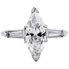 Roman Malakov GIA Certified Marquise Cut Diamond Three-Stone Engagement Ring