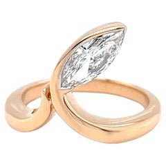 GIA-zertifizierter Marquise-Diamantring aus 18 Karat Roségold mit 0,90 Karat Diamanten