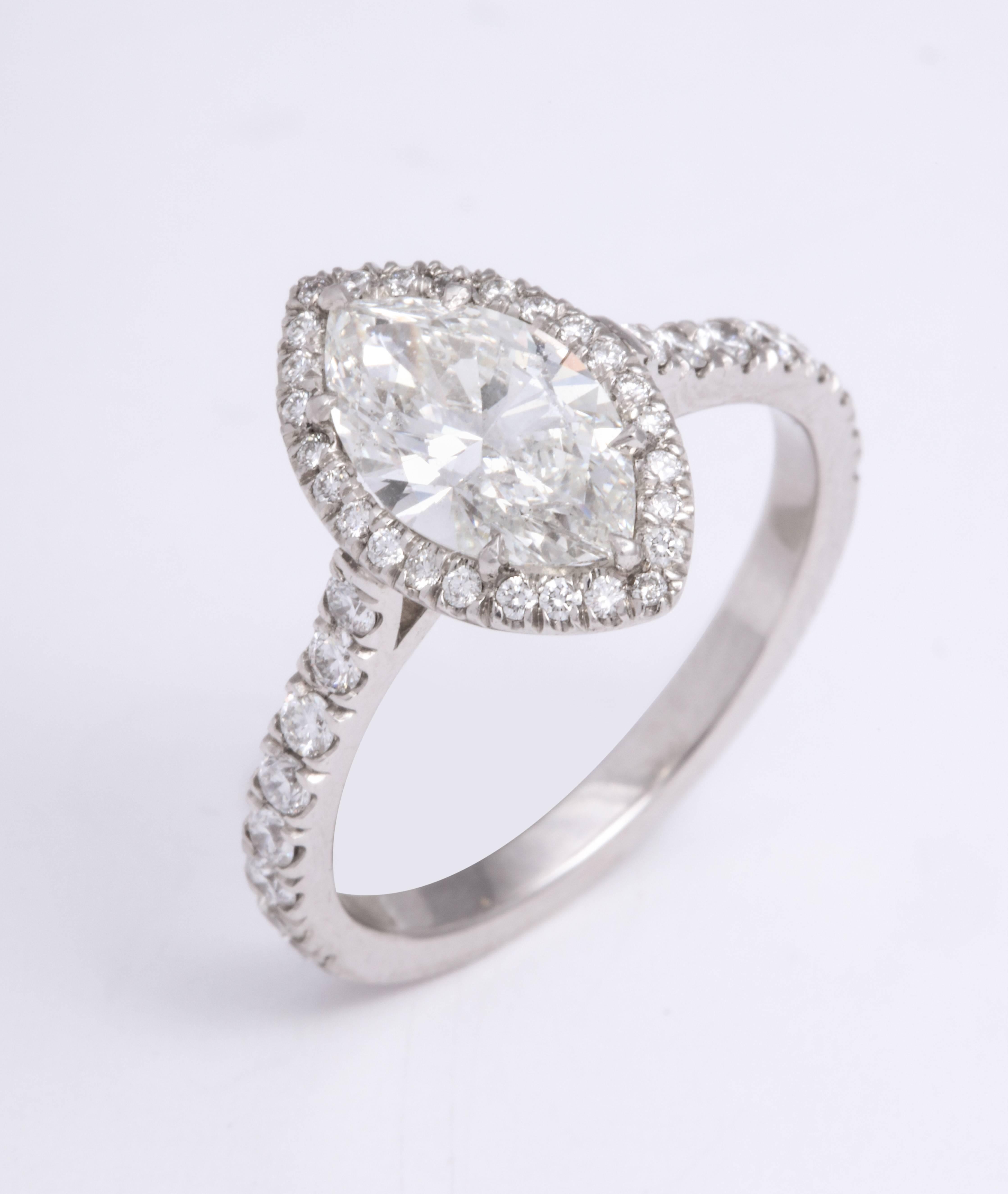 Marquise Cut GIA Certified Marquise Diamond and Platinum Engagement Ring For Sale