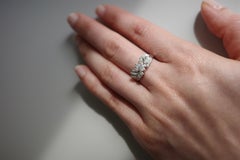 GIA Certified Marquise Diamond Engagement Butterfly Cluster Ring 18K White Gold