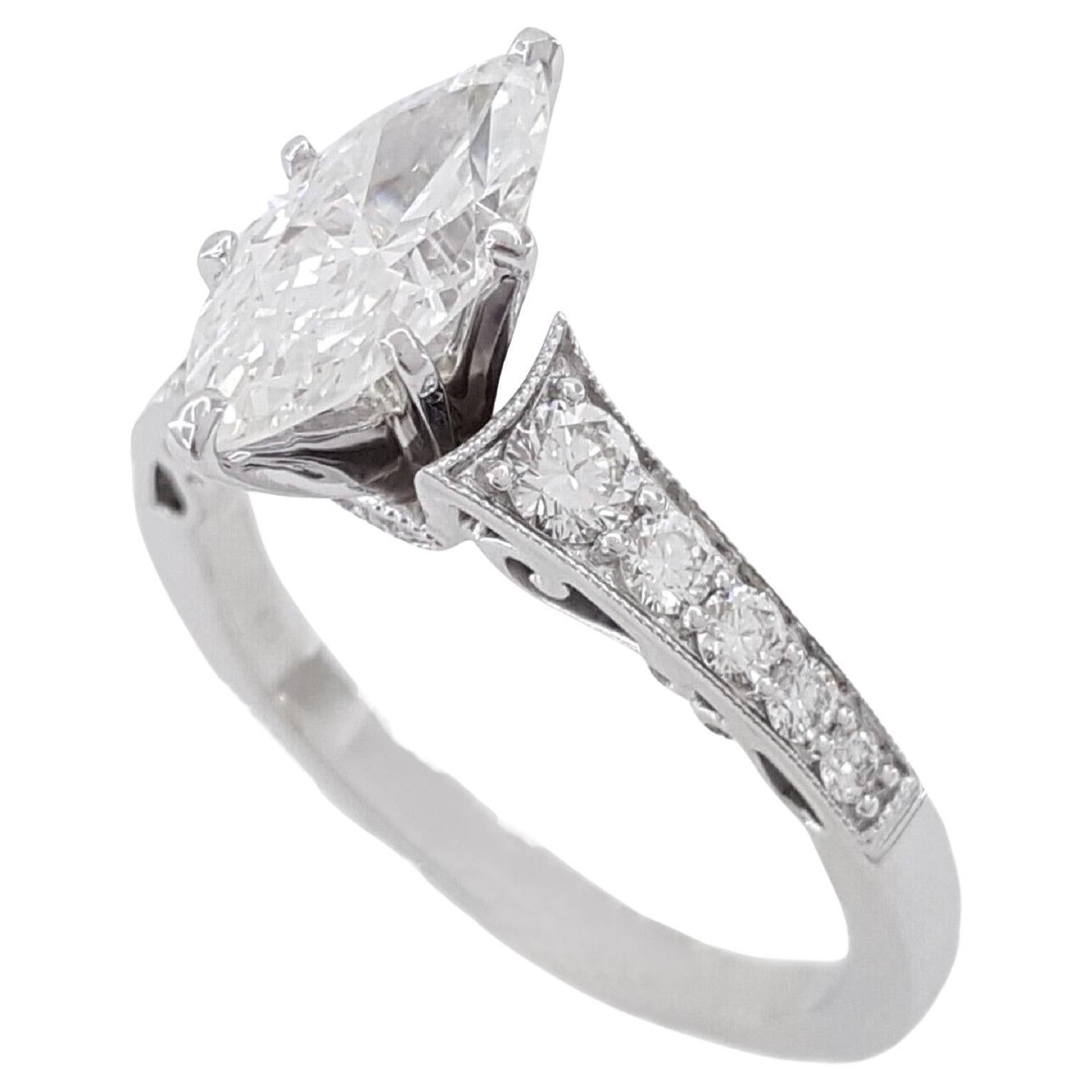 Marquise Brilliant Cut Diamond Engagement Ring in 14K White Gold. 



The ring weighs 4.5 grams, size 8.25, the center stone is a Natural Marquise Brilliant Cut diamond weighing 1.34 ct, I in color, SI1 in clarity