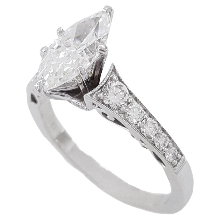 2.01 Carat Marquise Natural Diamond Engagement Ring 4.5 / White Gold