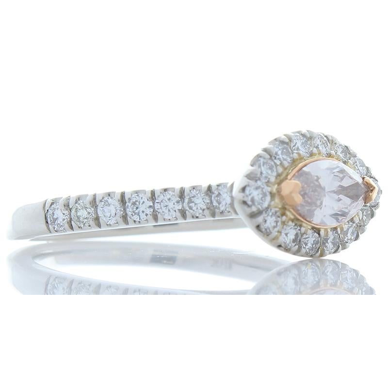Contemporary GIA Certified 0.50 Carat Marquise Fancy Light Pink Diamond Cocktail Ring in Plat