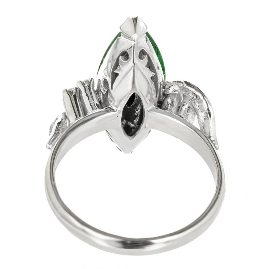 GIA zertifizierter Marquise natürlicher Jadeit Jade Diamant Gold Cocktail-Ring im Angebot 5