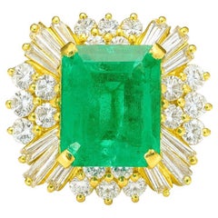 GIA Certified Minor Oil Colombian Emerald Engagement Ring