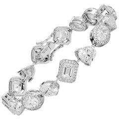 GIA Certified Mixed Cut Diamond Bracelet, 18.59 Carat