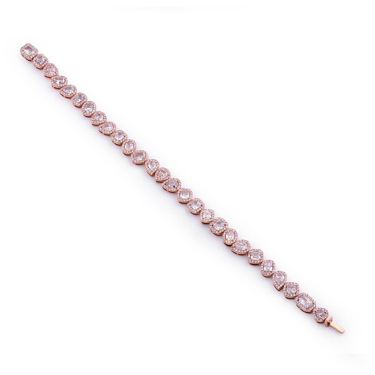 GIA Certified Mixed Cut Fancy Pink Diamond Bracelet, 7.33 Carat In Excellent Condition In Knightsbridge, GB