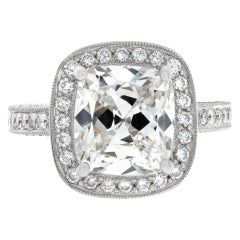 GIA Certified Modified Brilliant Cut Diamond 5.17 Carat 18k White Gold Ring