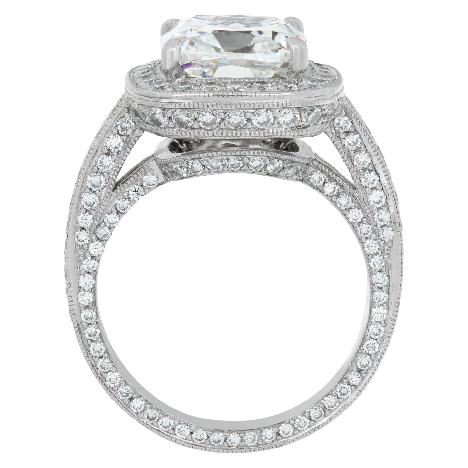 Women's GIA Certified Modified Brilliant Cut Diamond 5.17 Carat 18k White Gold Ring For Sale