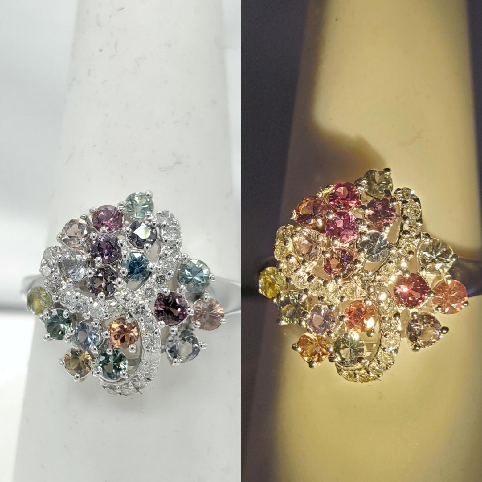 GIA  Certified Montana Sapphire Cluster Ring & Diamonds 18 Karat White Gold . For Sale 4