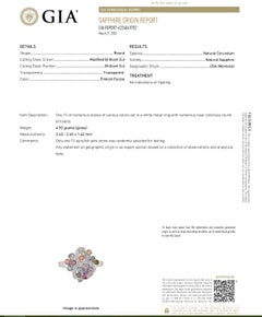 GIA  Certified Montana Sapphire Cluster Ring & Diamonds 18 Karat White Gold .